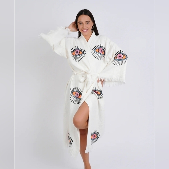 The Elizabeth - 100% Turkish cotton - white with orange eyes - Picture 3 of 5